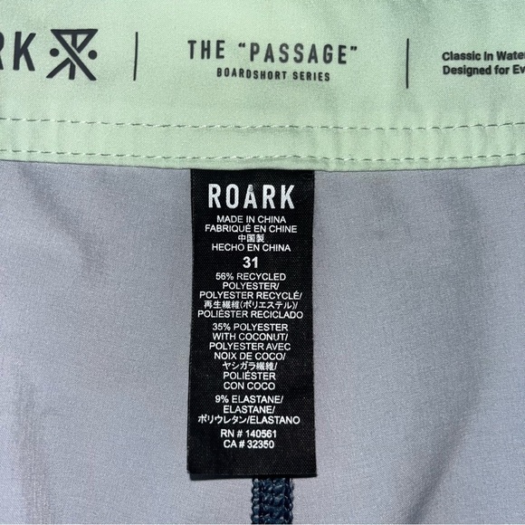 Roark Revival Passage Mariner 18” Boardshorts - Navy Sz 31 Drawstring 9” Inseam - Picture 5 of 12